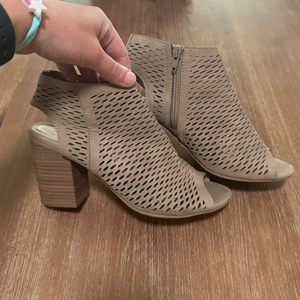 Soda wedge/heel zipper back shoes size 8